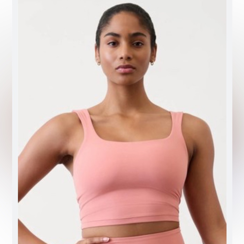Transcend Square Neck Crop Sports Bra A-C colour is rose petal